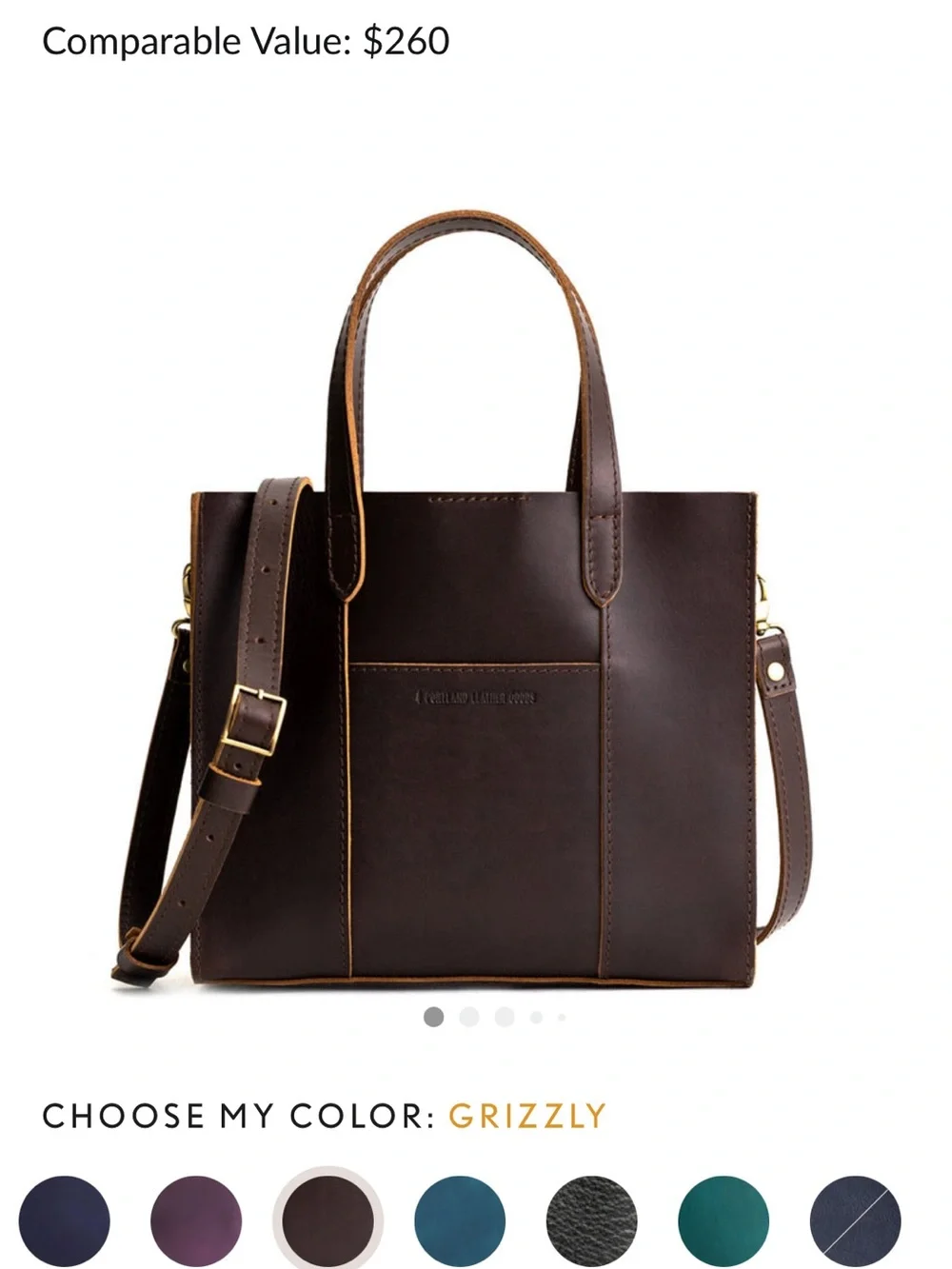Portland Leather Lola Crossbody tote in Grizzly